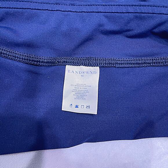 LANDS END Tummy Control Swim Skirt Blue Built In Liner Modest Womens 14 - Picture 5 of 6